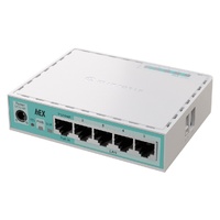MK hEX Five Port Gigabit Ethernet Router - hEX Dual-Core 950 MHz CPU 512MB 5 Gigabit OS L4 PSU